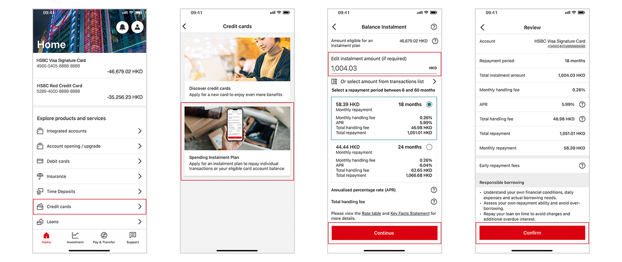Cell phone monitors that show how to apply spending instalment plan through HSBC Reward+; image used for spending instalment application via HSBC Reward+.