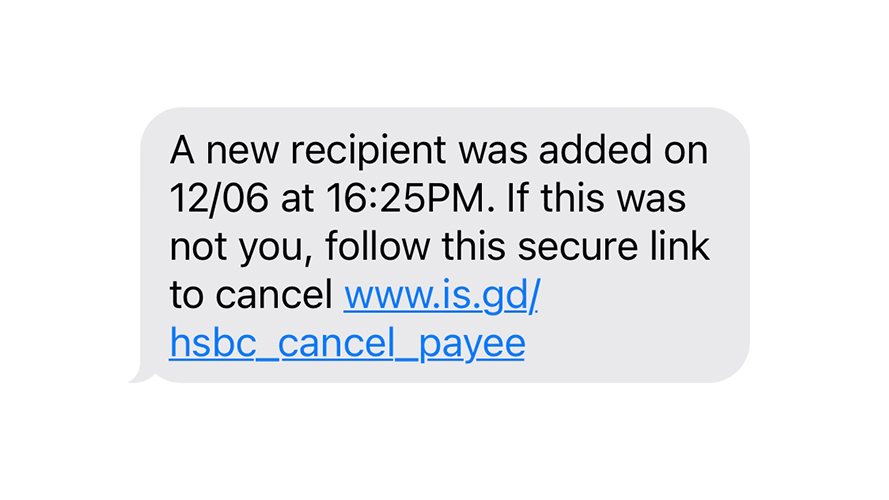 Screenshot for phishing sms example 5.