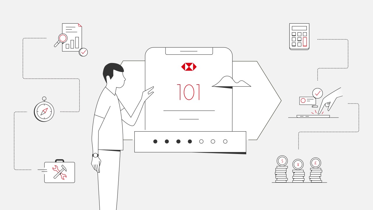 The man points to the screen illustration showing the number "101"