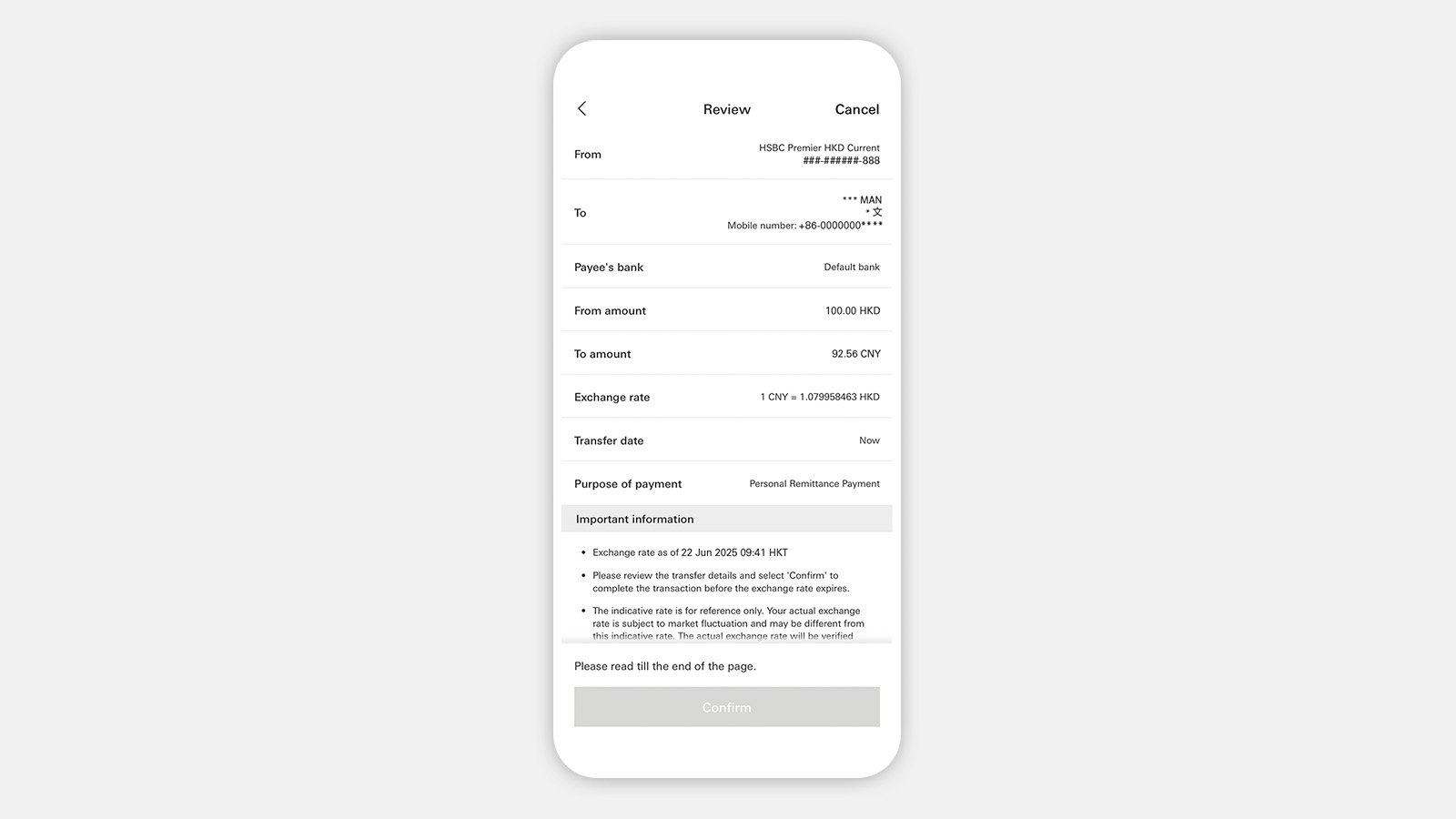 Using HSBC HK Mobile Banking app Send money with FPS step 1