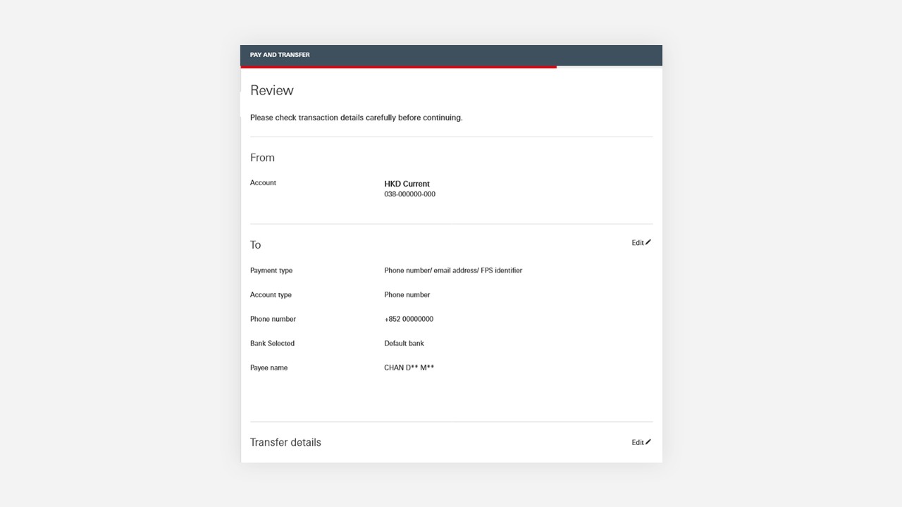 Using Personal Internet Banking Send money with FPS step 5