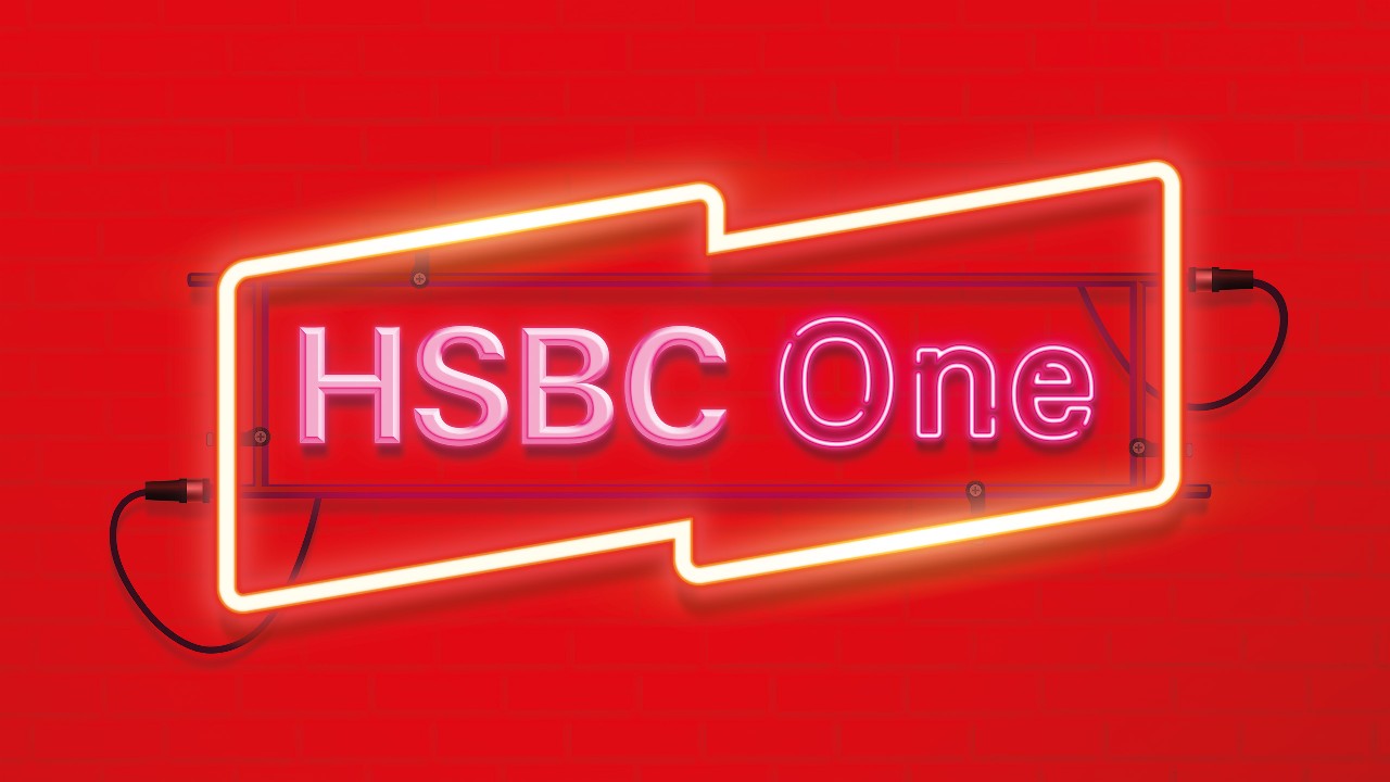 HSBC One in neon light; image used for HSBC One